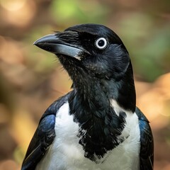 Portrait of a common magpie at Iguazu Falls, urraca pajaro, urracas