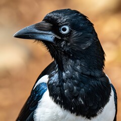 Portrait of a common magpie at Iguazu Falls, urraca pajaro, urracas
