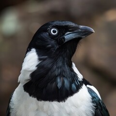 Portrait of a common magpie at Iguazu Falls, urraca pajaro, urracas