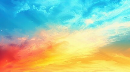 Obraz premium Uplifting and Peaceful Fantasy Sunset Sky: Panoramic View with Rich Gradient Colors