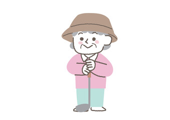ゴルフをしているシニア女性のイラスト