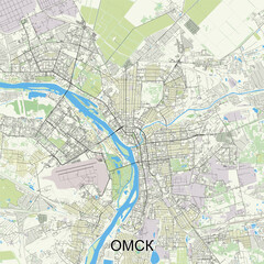 Omsk, Russia map poster art
