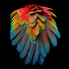 Obraz premium macaw Feathers on black background, Plumas de guacamaya sobre fondo negro, guacamayo 