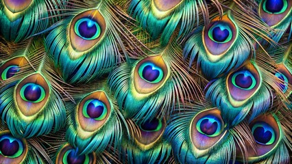 Peacock Feathers Close-Up - Nature's Masterpiece