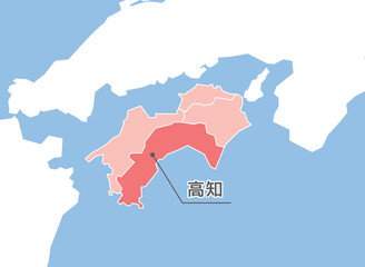 Obraz premium 高知 高知県 地図