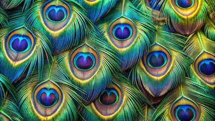 Fototapeta premium Peacock Feathers Close-Up: Nature's Masterpiece