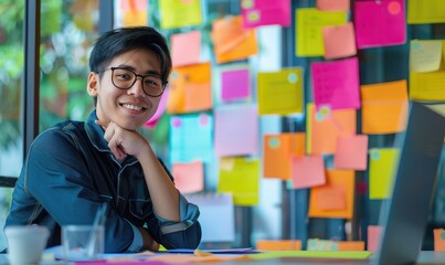 Happy Product Manager Completing Tasks Successfully