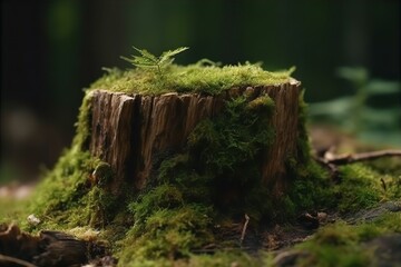forest, tree, stump, wooden, cut, moss, green, nature, woods, vegetation, outdoors, natural, bark