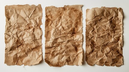 Obraz premium Aged paper in brown color set against white backdrop