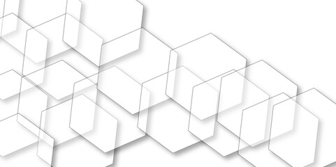 Hexagonal shapes and Surface polygonal pattern with glowing hexagons background. Luxury white pattern with hexagons. abstract 3d hexagonal background with shadow. Abstract hexagonal concept technology