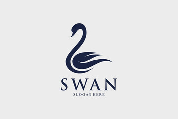 Swan logo design vector illustration abstract with creative idea