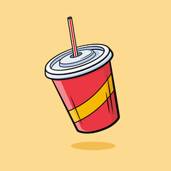 Soft drink cup vector illustration. Suitable for carbonated drink, soda, and beverages cartoon element.