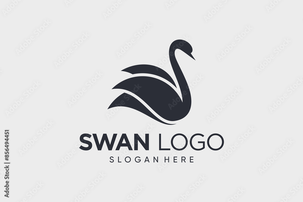 Wall mural Swan logo design vector illustration abstract with creative idea - Wall murals