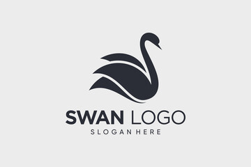 Swan logo design vector illustration abstract with creative idea