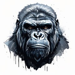 Obraz premium AI Image Generator, black gorilla face. Wild animal
