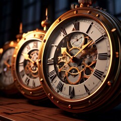 Fototapeta premium AI Image Generator, antique clock on black background