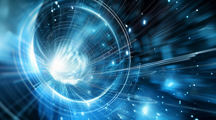 Abstract Speed motion in tunnel, tunnel with light trails of elliptical shape
