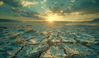 Barren Landscape: Depleted Earth Under the Ruthless Sun