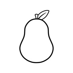 Pear fruit in black line icon for coloring page vector illustration