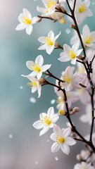 Fototapeta premium aesthetic image of winter with winter jasmine in paste background