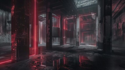 Underground techno club, industrial design, dark and moody digital art, gritty music scene
