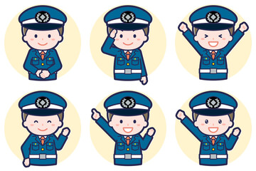男性警備員のポーズセット_01