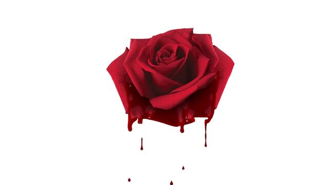 Rose Bleed In White Background