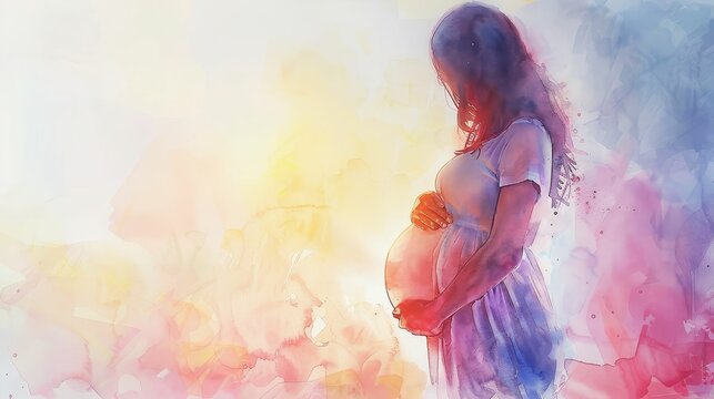 Gentle prenatal massage for expecting mothers, caring and soft, watercolor, maternal wellness