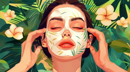 DIY collagen mask preparation at home, step-by-step, vibrant digital illustration, natural beauty hacks