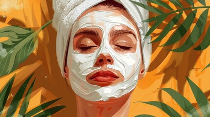 DIY collagen mask preparation at home, step-by-step, vibrant digital illustration, natural beauty hacks