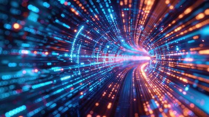 Obraz premium A colorful tunnel with a blue and orange light