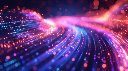 A colorful, swirling line of dots that appear to be moving in a spiral