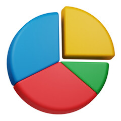 pie chart 3d icon isolated on the transparent background