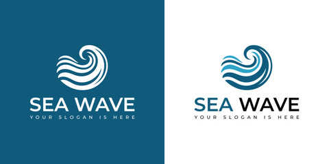 Sea Wave Logo Template Design Vector, Emblem, Design Concept, Creative Symbol, Icon