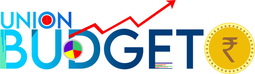 Indian Union Budget, India economy, finance icon, Indian rupee coin.