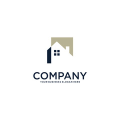 real estate logo design with house and building