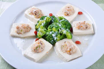 
Chinese food - meat stuffed tofu

