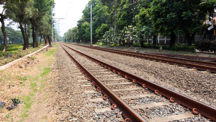 railroad tracks in the countryside