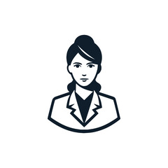 female scientist with lab coat logo vector illustration template design