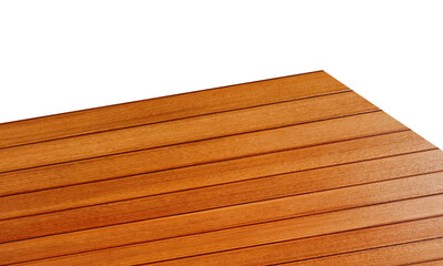 View of wood or wooden table top corner Isolated on white background