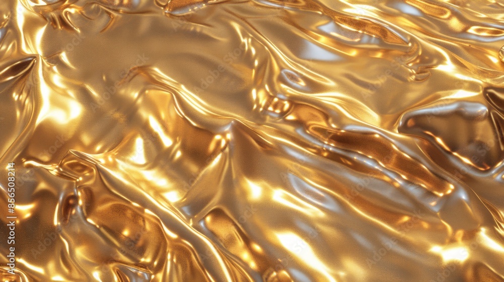 Poster gold fabric with wave pattern. abstract material background.