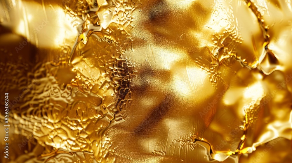 Poster gold fabric with a wave pattern. abstract material background concept.