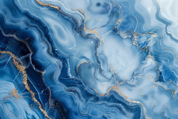 Obraz premium A beautiful blue and gold painting with a lot of detail. The blue and gold colors create a sense of depth and movement, while the gold accents add a touch of luxury and elegance