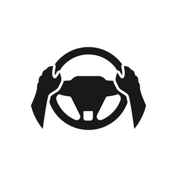 recommend clip art: Steering wheel icon. Hands on steering wheel. Driver. Driving car. Test drive. Vector icon isolated on white background.
