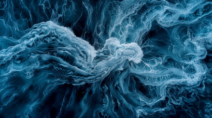 Fototapeta premium A blue and white swirl of water with a white object in the middle