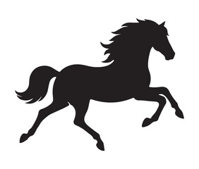 Running horse black silhouette set. Vector illustration