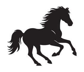 Obraz premium Running horse black silhouette set. Vector illustration