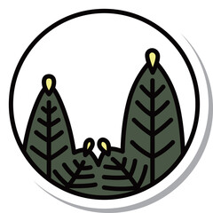 ステッカー風の円形ミニ花札　睦月　松　1月　松のカス