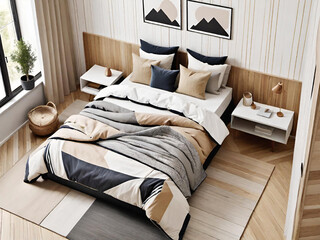 modern interior design with a bed