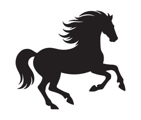 Running horse black silhouette set. Vector illustration